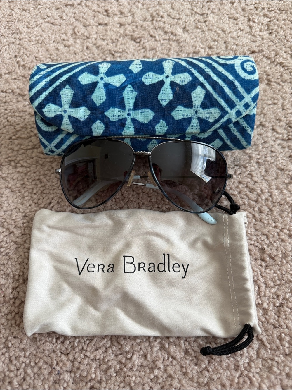 Vera Bradley Cuban Tiles Aviator Sunglasses with Case